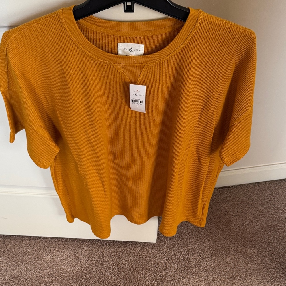 Lou & Grey Short Sleeve Mustard Tee NWT